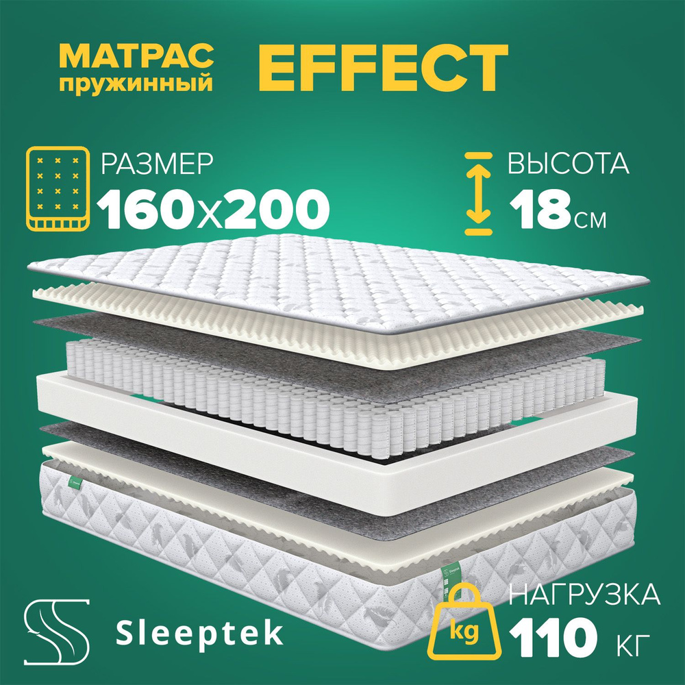 Sleeptek Матрас, Независимые пружины, 160х200 см #1