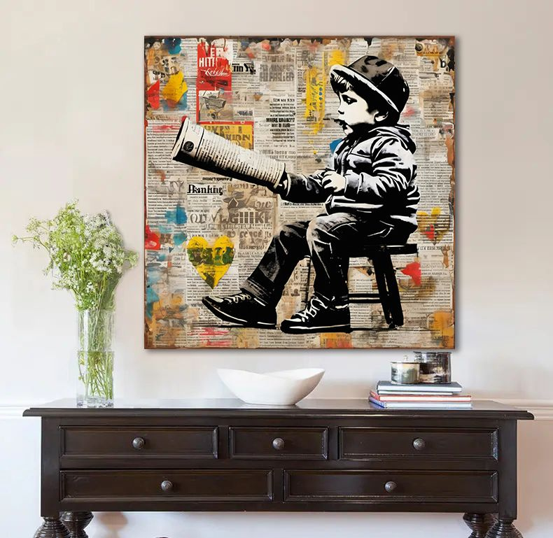 Картина Бэнкси, Banksy, уличное граффити, 70х70 см. #1