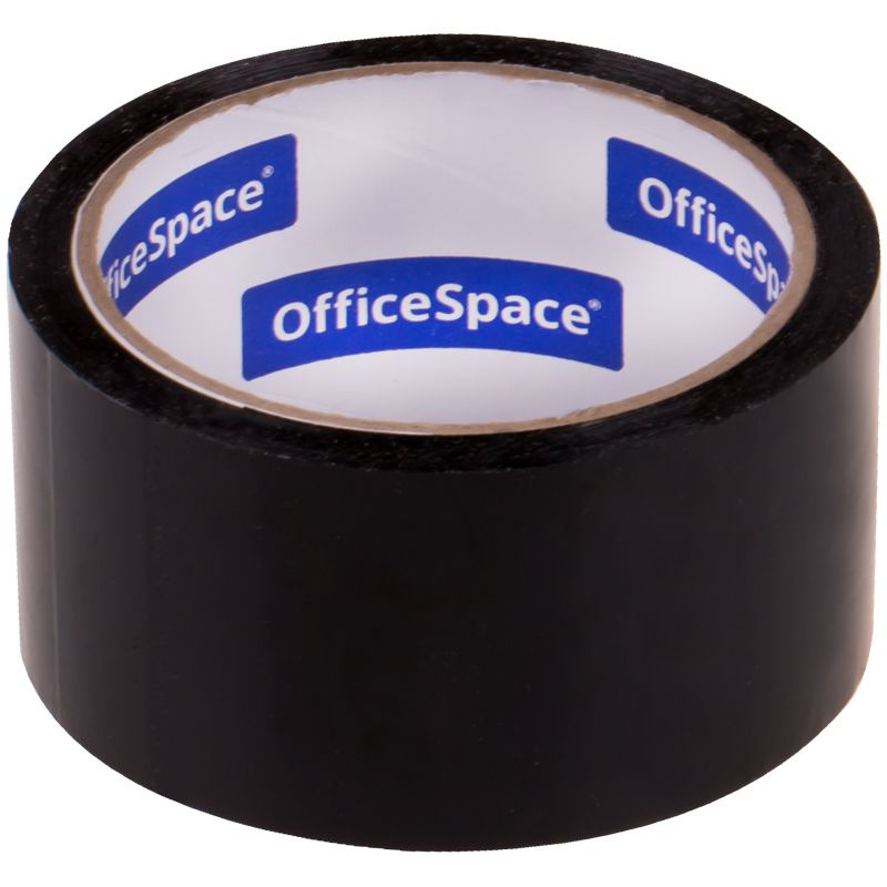 Клейкая лента упаковочная OfficeSpace, 48мм*40м, 45мкм, черная, ШК (КЛ_18878)  #1