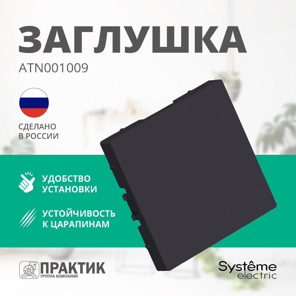 Заглушка AtlasDesign Systeme Electric без суппорта для многопостовых рамок Карбон ATN001009  #1