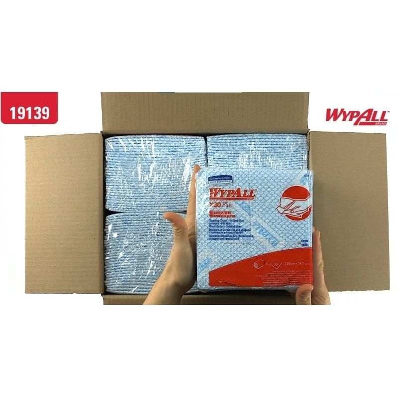 Протирочный материал KIMBERLY-CLARK "WypAll X80 Plus", нетканый, синий, 30 листов (19139)  #1