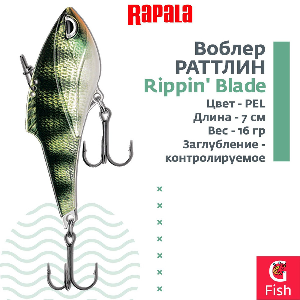 Воблер RAPALA Rippin' Blade 07, PEL, тонущий, 7см, 16гр #1