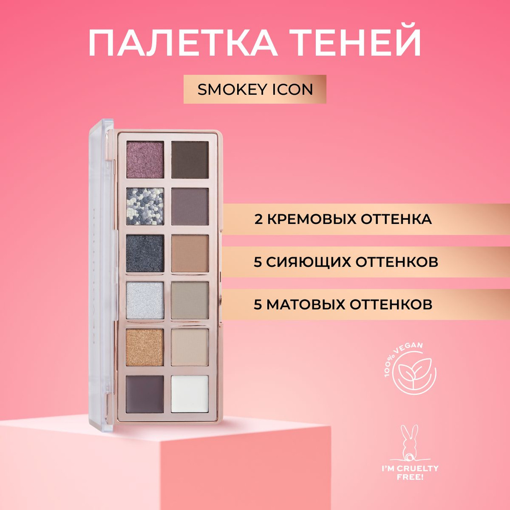 MAKEUP REVOLUTION Тени для век ICON PALETTE,палетка теней для макияжа глаз The Smokey Icon Palette Grunge #1