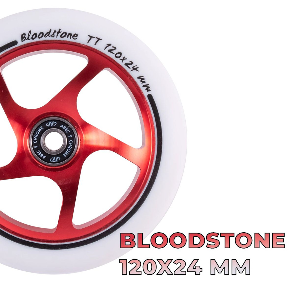 Колесо для трюкового самоката Bloodstone, 120х24мм, white, вес - 261 гр.  #1