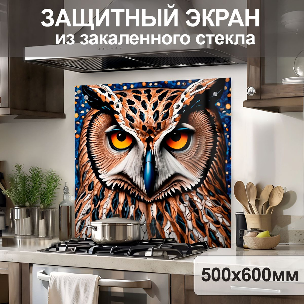 Защитный экран для плиты 600х500 мм. Стеновая панель для кухни. Фартук для кухни на стену  #1