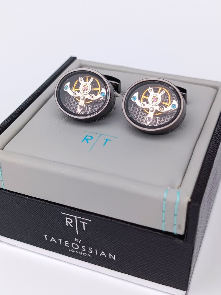 Запонки Tateossian CL3434 Турбийон, цвет серый #1