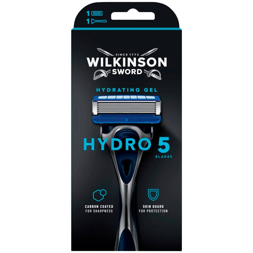 Wilkinson Sword Бритва HYDRO5 (1 станок, 1 кассета), 5 лезвий, механизм "флип-триммер", плав.головка, #1