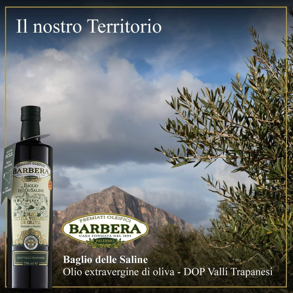 Оливковое масло BARBERA Extra Virgin D.O.P. Valli Trapanesi, BAGLIO delle SALINE, 750 мл, Сицилия, Италия #1