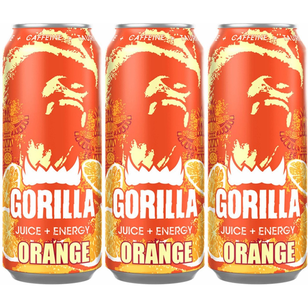 Энергетический напиток Gorilla Orange c соком апельсина сильногазированный безалкогольный 450 мл, набор: #1