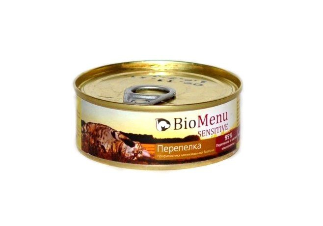 BioMenu Sensitive Консервы для Кошек мясной паштет с Перепелкой, 100г x 24шт  #1