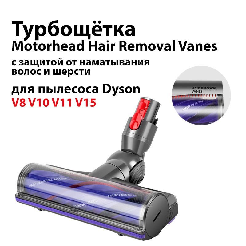 Турбощётка Motorhead Hair Removal Vanes для пылесоса Dyson V11 V15 V10 V8 с защитой от наматывания волос #1