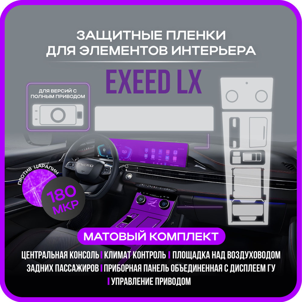 Защитная бронепленка для салона Exeed LX полиуретановая/матовая  #1