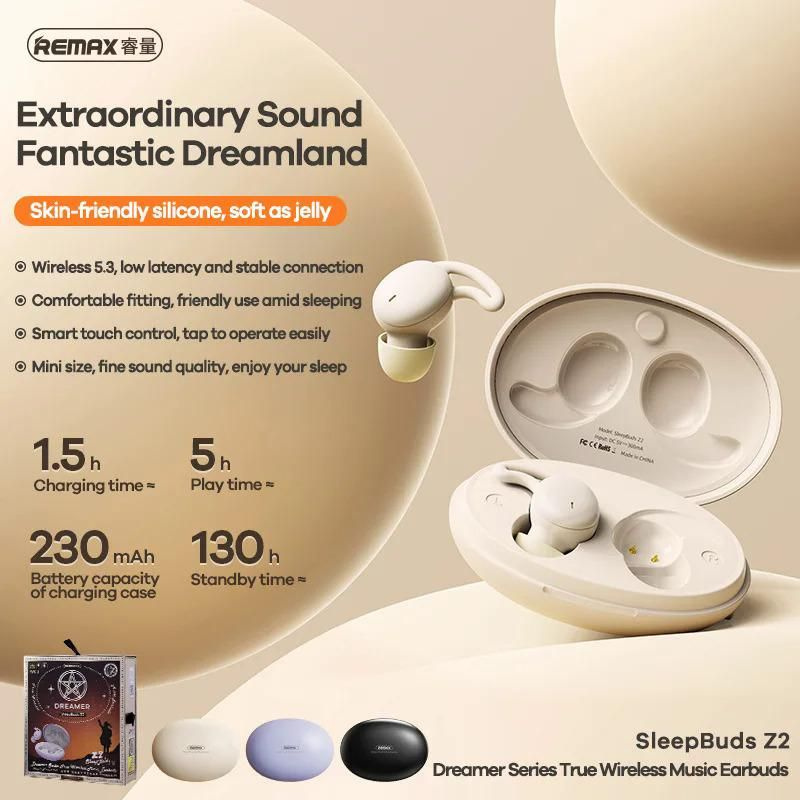 Беспроводные наушники V5.3 Remax SleepBuds Z2 HiFi аудио музыка сенсорное управление шумоподавлением #1