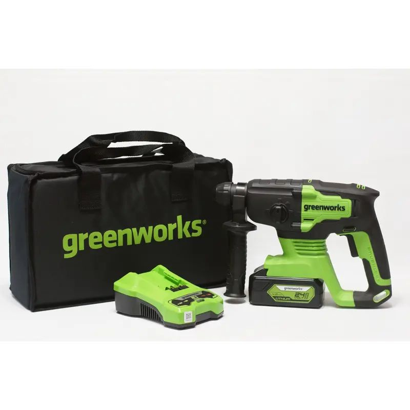 Перфоратор аккумуляторный бесщеточный SDS Plus Greenworks GD24SDS2, 24 В Li-Ion 1x4 Ач, 2 Дж  #1