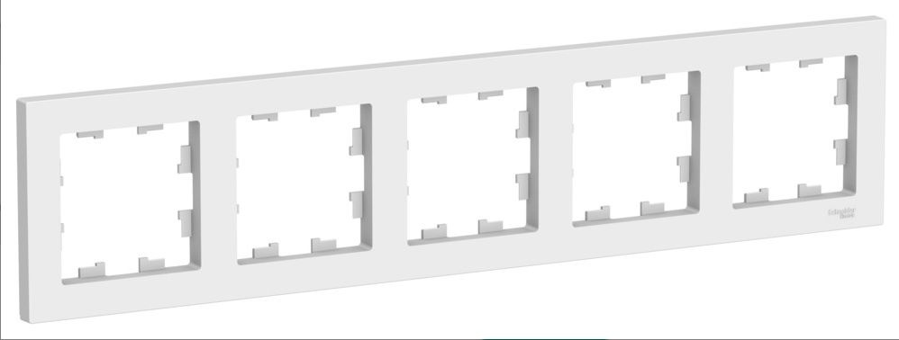 Рамка 5-местная Schneider Electric AtlasDesign для розеток и выключателей, белая (матовая) Лотос, ATN001305 #1