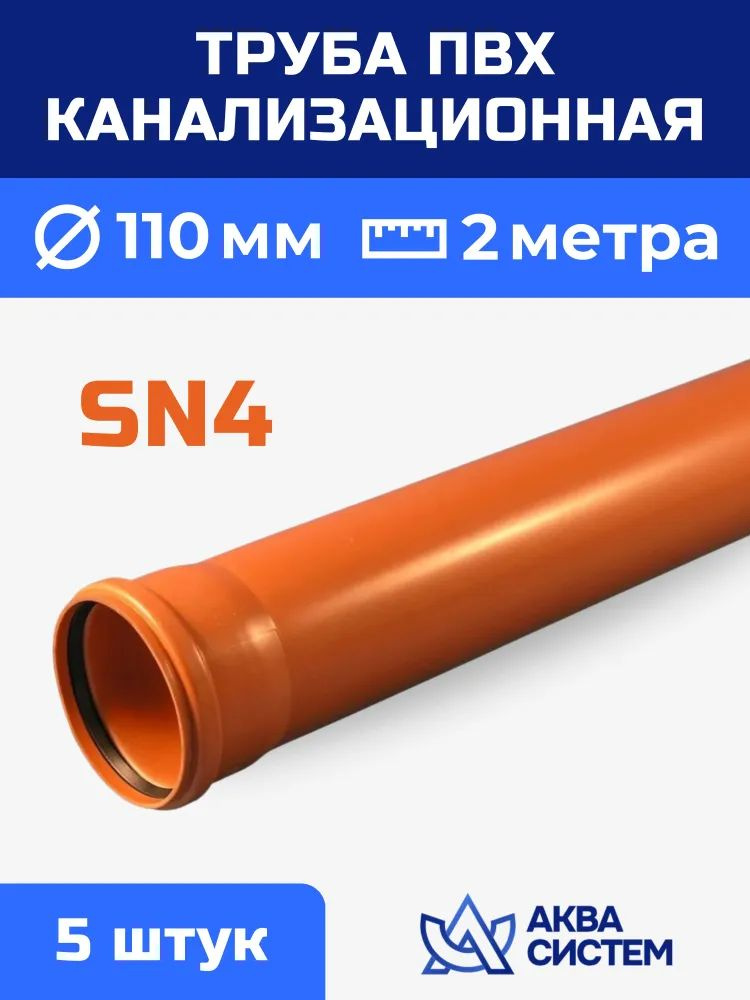 Труба ПВХ 110 мм канализационная 2 (м), SN4 (5 шт) #1