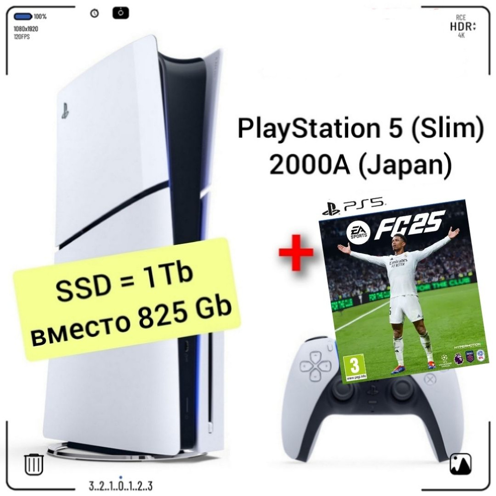 Игровая приставка Sony PlayStation 5 (Slim), с дисководом, 2000A (Japan) + игра FIFA 25 PS5 (русская #1