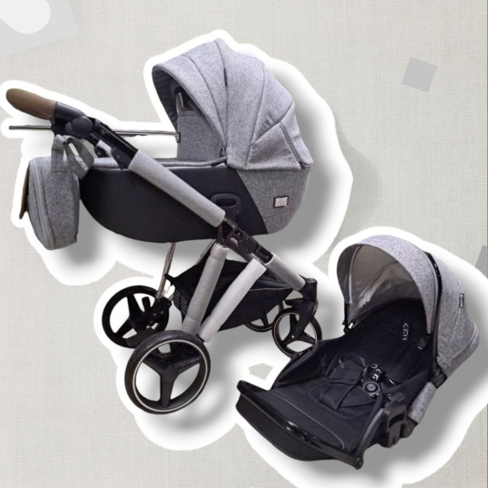 Коляска детская Lux mom F1 3в1 New, от 0 до трех лет, с регулируемой ручкой и полной комплектацией, серая #1