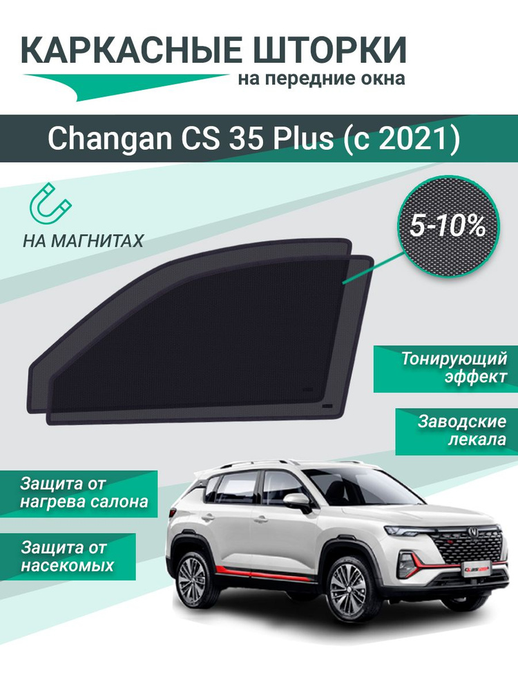 Каркасные шторки для Changan CS35 Plus (c 2021) на магнитах, сетки на передние стекла  #1