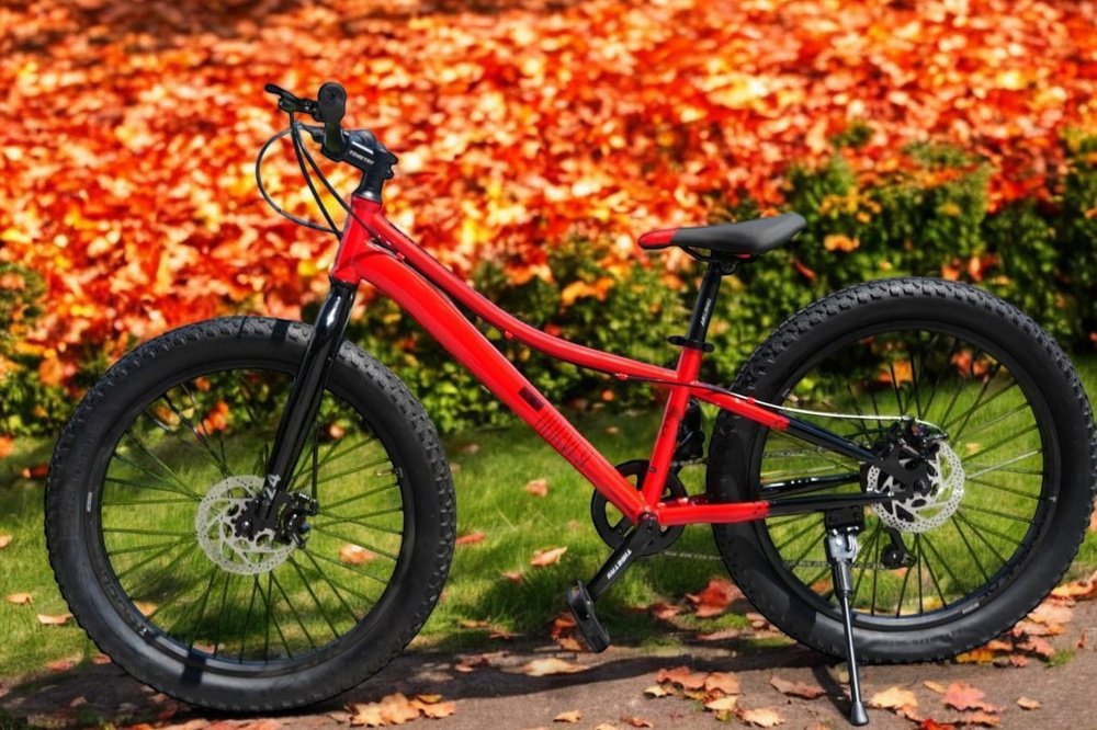 Велосипед полуфэтбайк FATBIKE Timetry TT274 /7s 24" Рама 12" Детский Подростковый, красный  #1