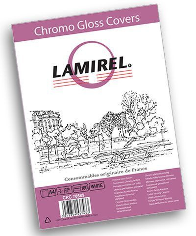 Обложки для переплета Lamirel Chromolux A4, картонные, глянцевые, цвет: белый, 230г/м, 100шт  #1