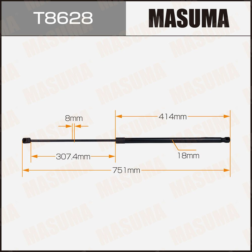 Упор газовый капота L 751 mm Masuma T8628 #1