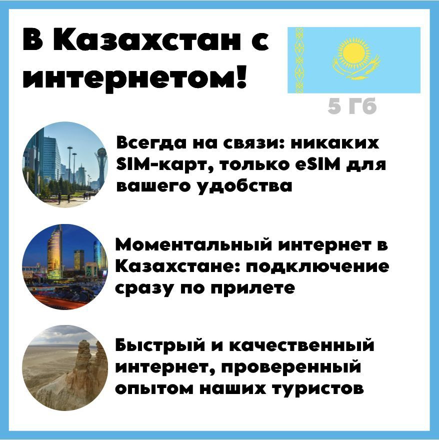 eSIM пакет Мобильный интернет и мессенджеры. Казахстан 5 Гб на 30 дней  #1