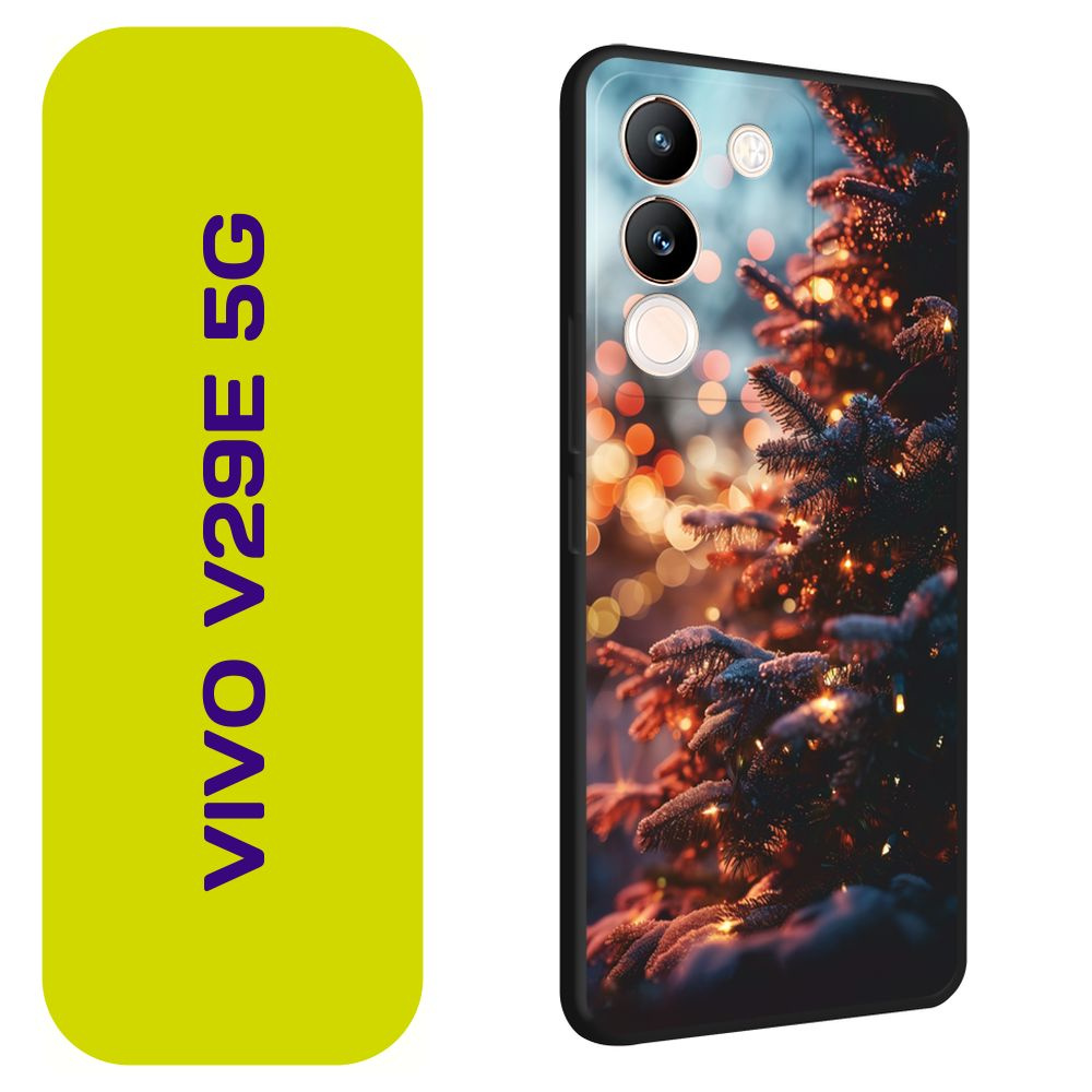 Матовый силиконовый чехол на Vivo V29e 5G / Виво V29e 5G "Новогодний - Атмосфера праздника", черный  #1