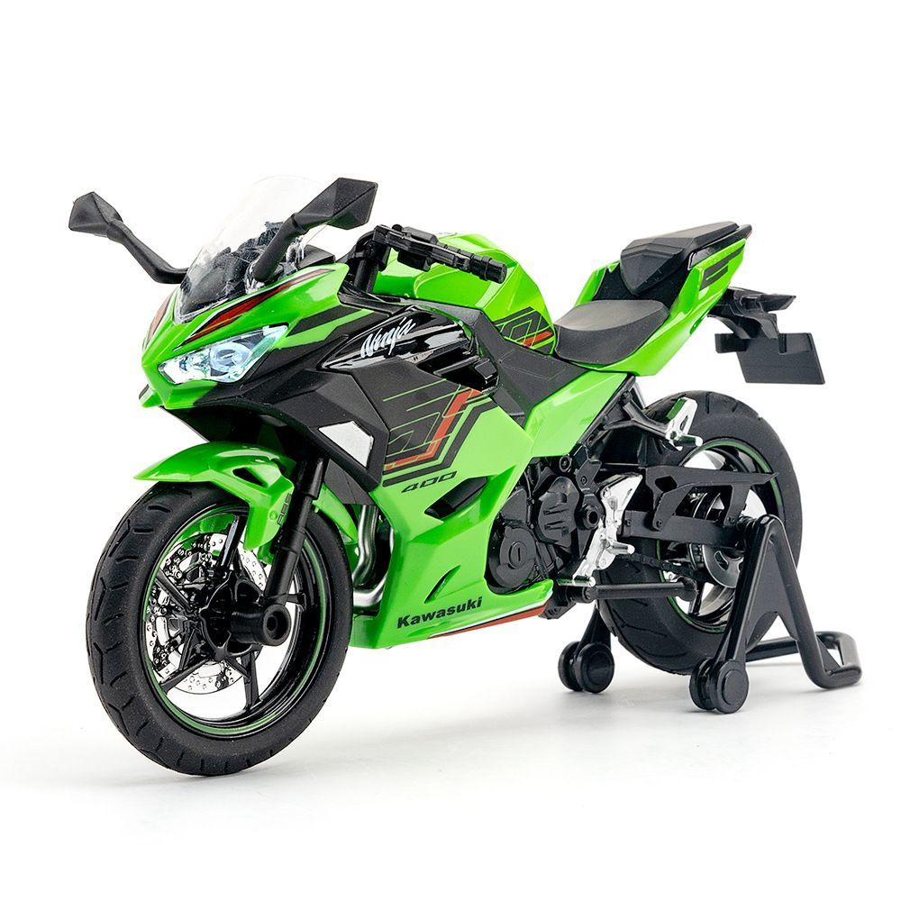 Машинка металлическая Kawasaki Ninja 400 (1:12)световыми и звуковыми эффектами  #1