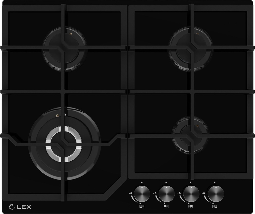 Варочная панель газовая встраиваемая LEX / Лекс GVG 640-1 BBL закаленное стекло черный 95x600х510мм 4 #1