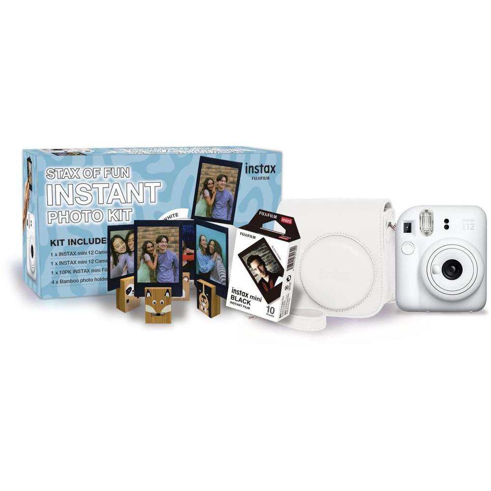 Фотоаппарат Instax Mini 12 Белый (подарочный набор Stax of Fun!, фотоаппарат чехол, картридж, подставки, #1