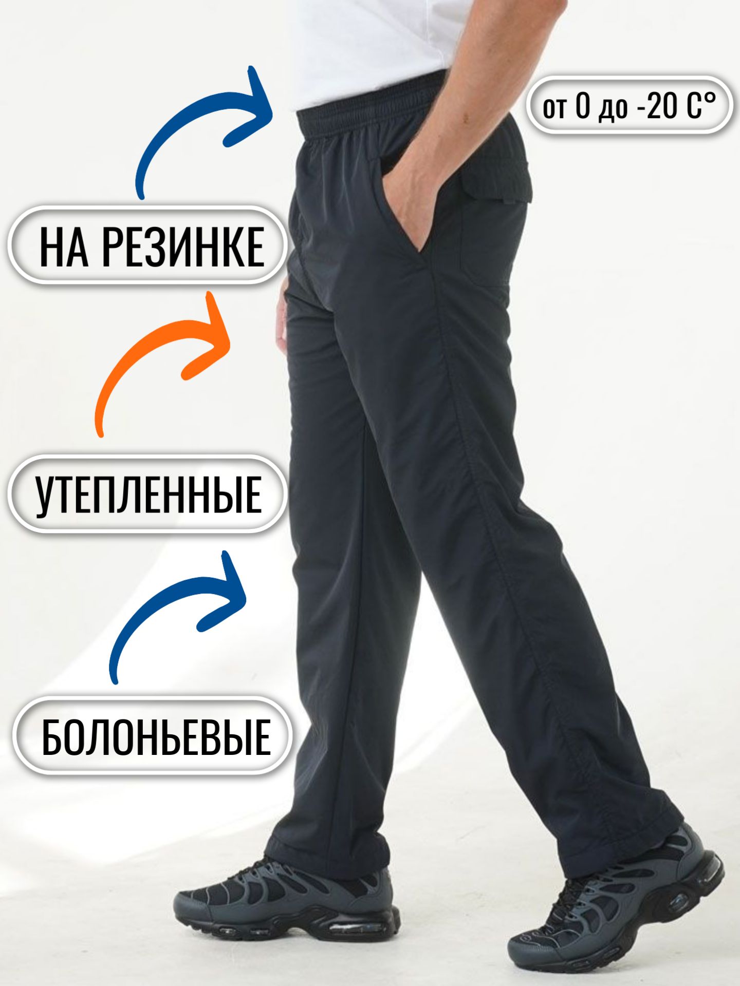 Брюкипрямыеболоньевыенарезинке,непродуваемые