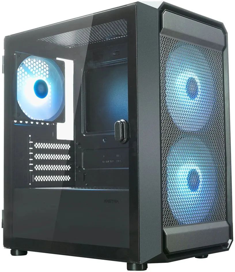 КорпусдляПКXASTRAA303M,Micro-ATX,2-USB2.0;1-USB3.0,2x140mm+1x120mmARGBPWMfans,безБП,черный(A303M-2FC14A-1FC12A-C6-D)