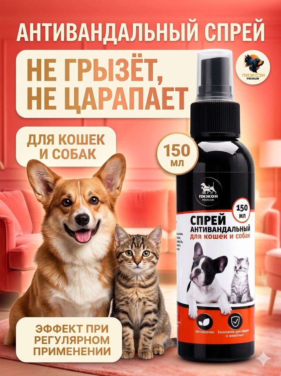 Спрейантигадин,отпугивающийдлякошекисобак,антигрызин,длякоррекцииповедения,150мл