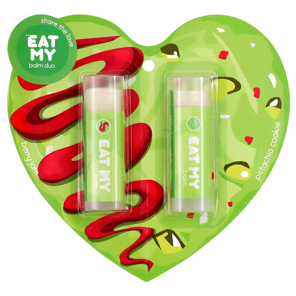 EAT MY Набор бальзамов для губ "Поделись любовью: фисташка + ягоды" 9,6 г  #1