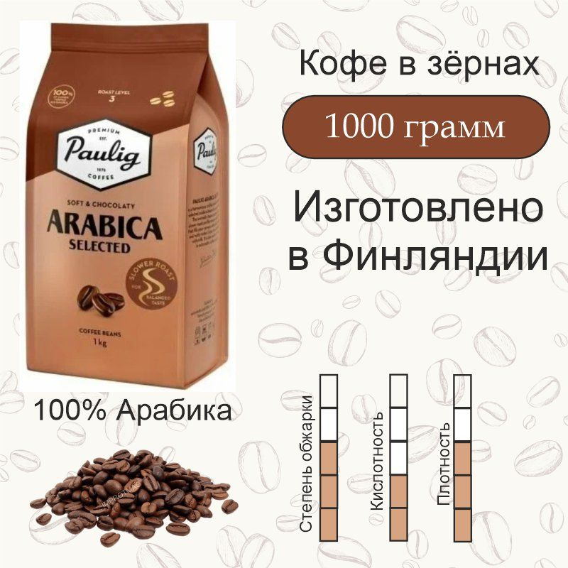 Кофе в зернах 1 кг. Paulig Arabica Selected,(Паулиг Арабика Селект), Финские продукты  #1