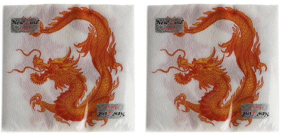 Салфетки сервировочные Fresco (Фреско) Дракон на белом, 33х33 см, 20 шт х 2уп  #1