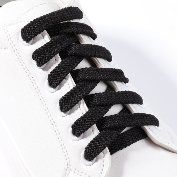 Шнурки для обуви, плоские, 8 мм, 130 см, цвет чёрный, 25 пар #1