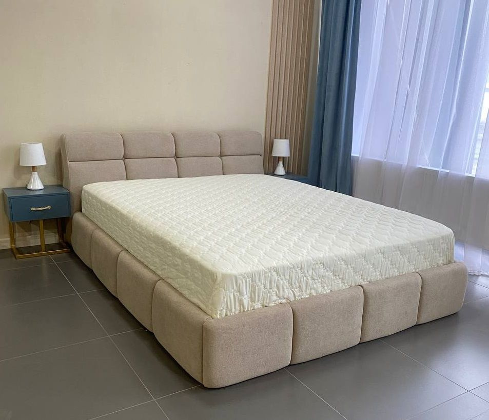 VIERO Кровать Анталия мягкое изголовье с размером спального места 200х200 с ортопедическим основанием, #1