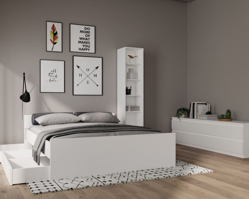 Кровать двуспальная ОРИОН, 200х200 см, белая #1