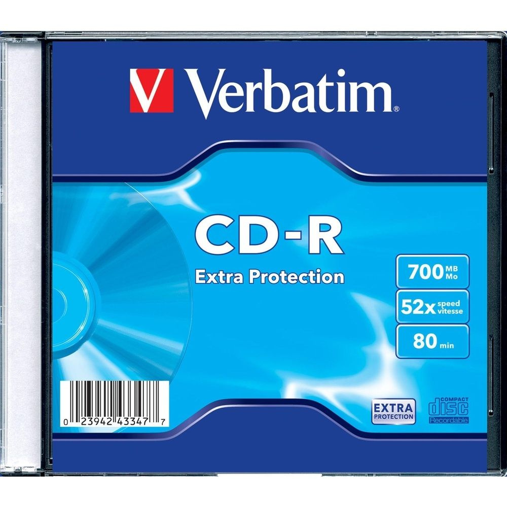 Компакт-диск Verbatim CD-R, 52x, Extra Protection, Slim/1 (43347) #1