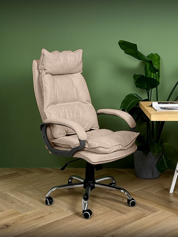 Компьютерное офисное кресло руководителя YAPPI Soro-23, ткань серо-бежевая  #1