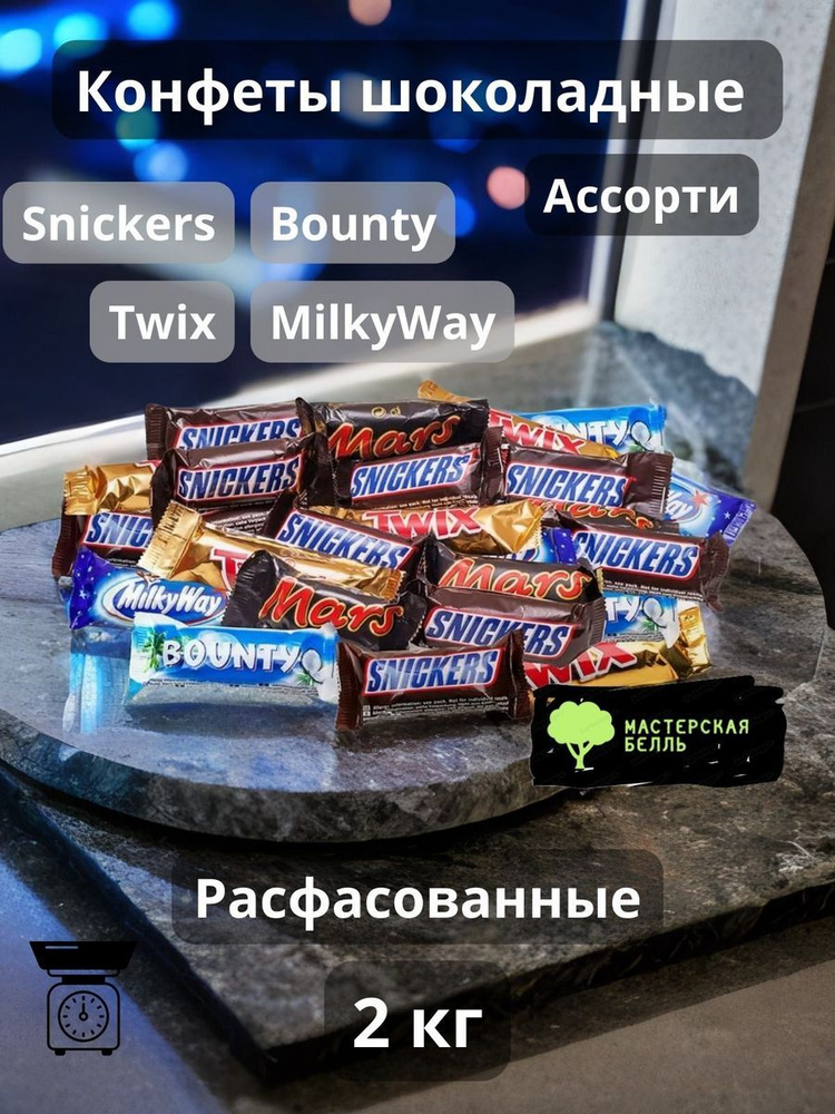 Конфеты шоколадные minis Snickers Bounty Twix Millky Way 2 кг #1
