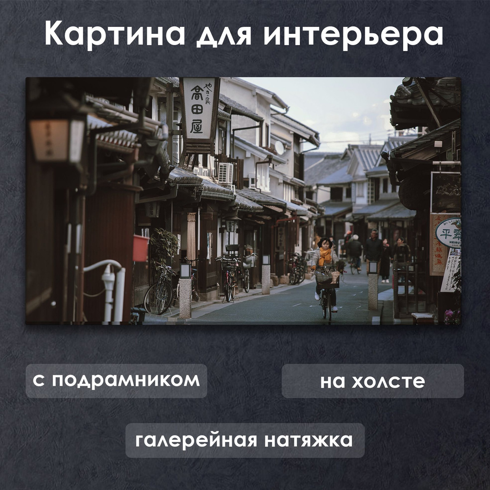 Картина для интерьера с подрамником на холсте на стену Улица Окаямы Япония  #1