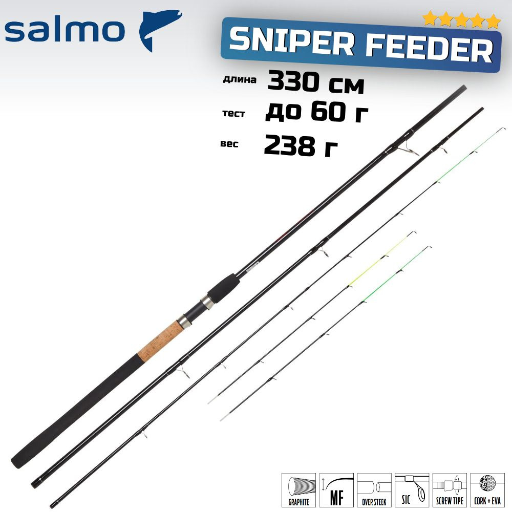 Удилище фидерное SALMO Sniper Feeder 60г, 330см, арт. 4109-330 #1