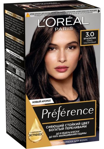 L'Oreal Paris Краска для волос Preference, 3.0 Бразилия, темно-каштановый, Лореаль Преферанс  #1