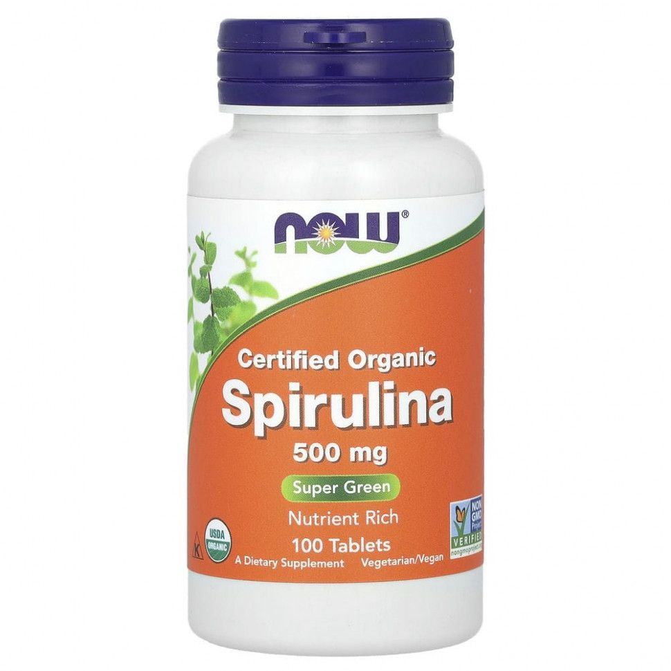 NOW Spirulina 500 мг, спирулина, 100 таблеток #1