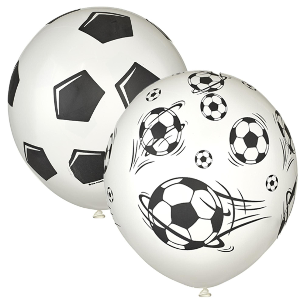 Воздушные шар 12"/30см Пастель WHITE (шелк) 5 ст. рис Футбол 25шт  #1