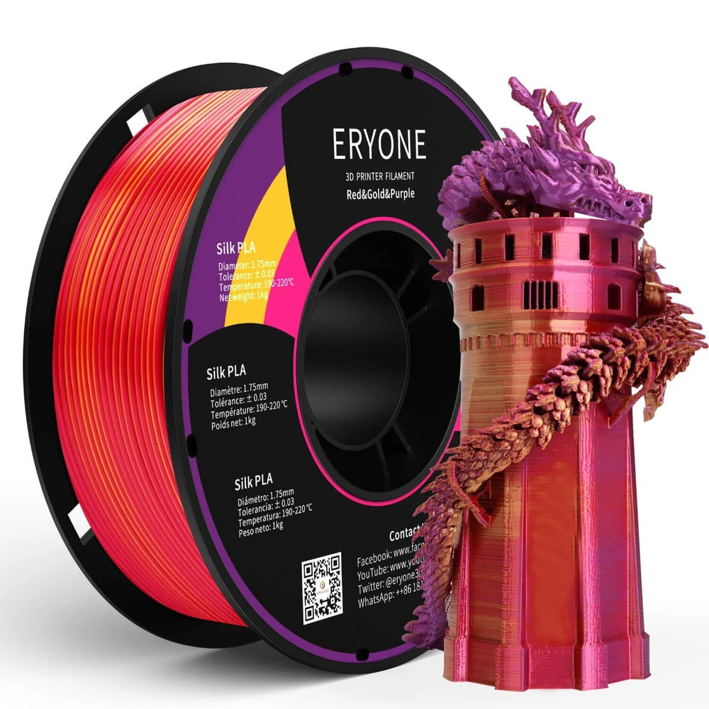 Eryone PLA Tri Silk Красный, золотой и фиолетовый #1