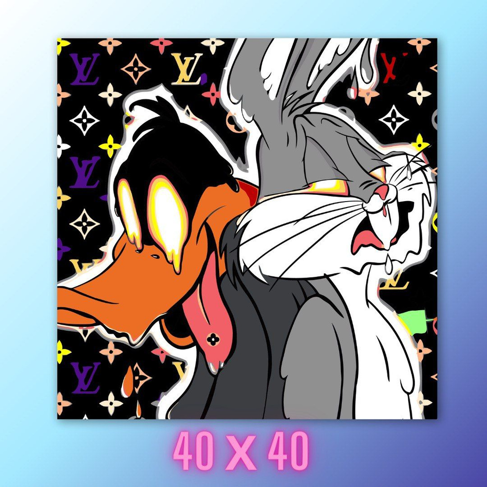 Картина по номерам Базг Банни / Looney Tunes / Merrie Melodies на холсте с подрамником 40х40  #1